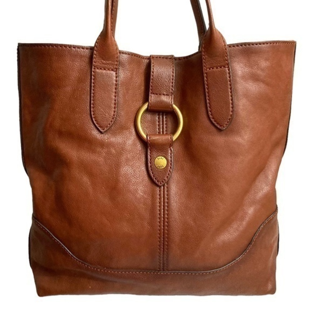 Frye brown leather ring tote cognac brown